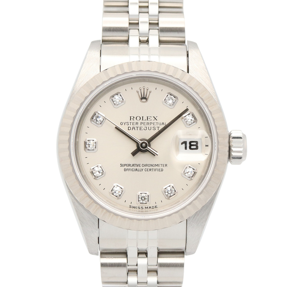 Rolex Datejust 10P Diamond U-serial Watch, 18K White Gold (WG) Stainless Stee...